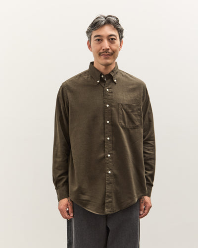 orSlow Standard Button Down Shirt, Coffee Brown Grid