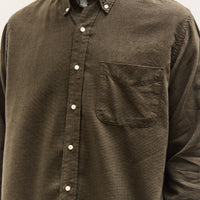 orSlow Standard Button Down Shirt, Coffee Brown Grid