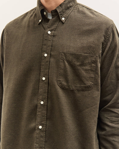 orSlow Standard Button Down Shirt, Coffee Brown Grid