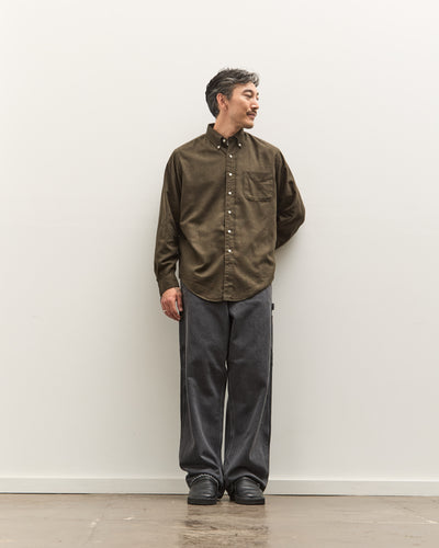 orSlow Standard Button Down Shirt, Coffee Brown Grid