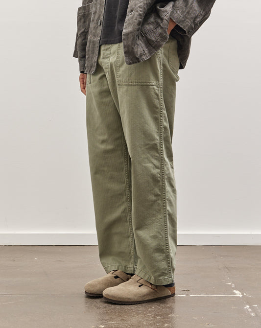 orSlow Summer Fatigue Pants, Herringbone Green