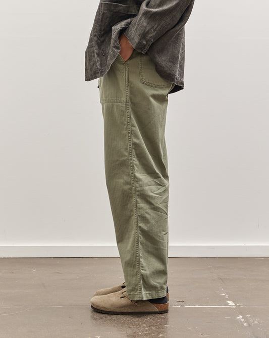 orSlow Summer Fatigue Pants, Herringbone Green