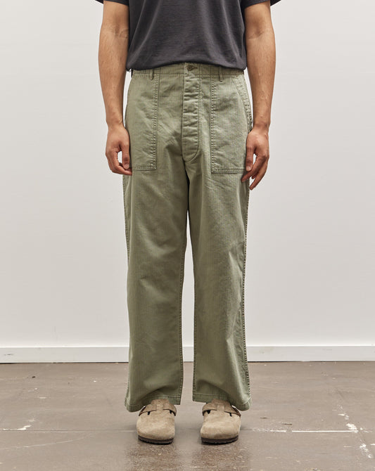 orSlow Summer Fatigue Pants, Herringbone Green