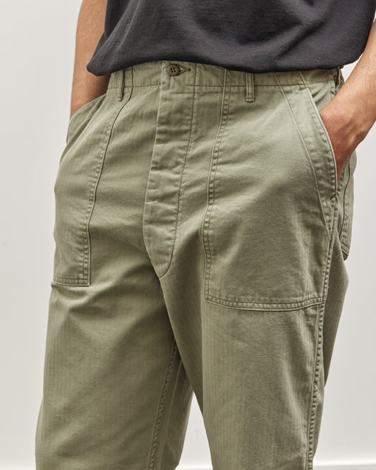 orSlow Summer Fatigue Pants, Herringbone Green