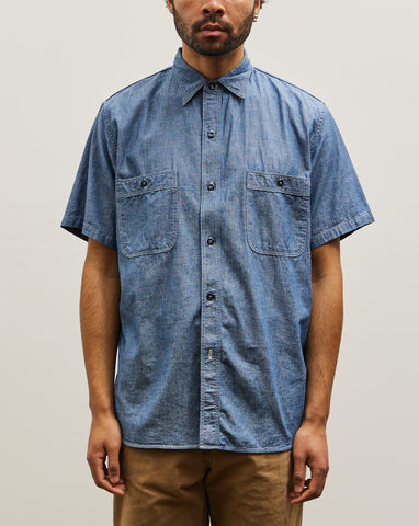 orSlow Unisex Short Sleeve Work Shirt, Blue