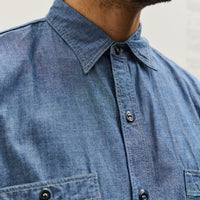 orSlow Unisex Short Sleeve Work Shirt, Blue