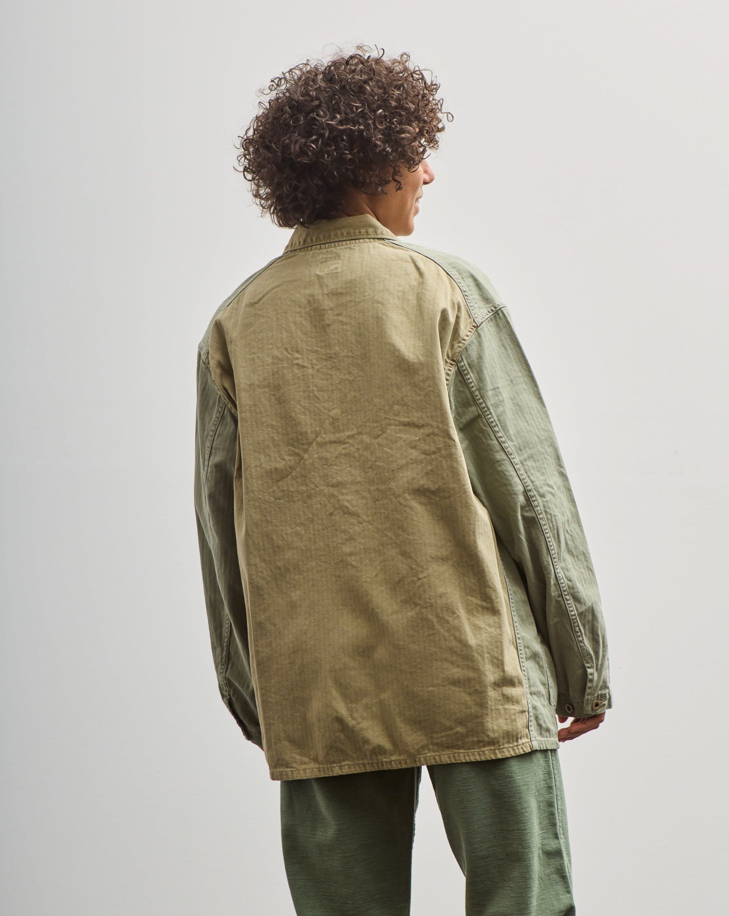 ジャケット・アウター orSlow UTILITY COVER ALL orSlow Utility Coverall, Green Herringbone – Glasswing