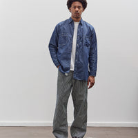 orSlow Linen Dungaree Work Shirt, Blue