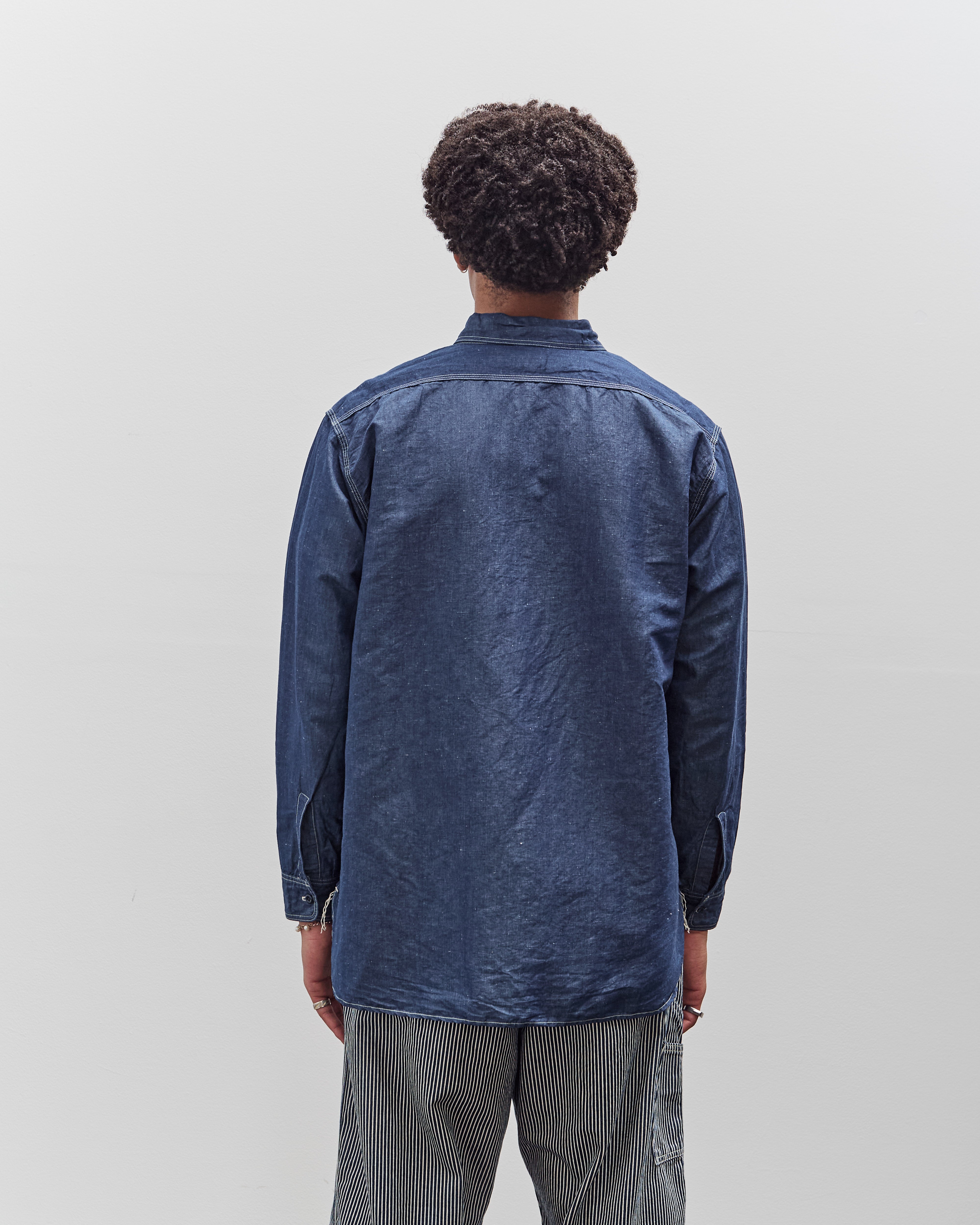 orSlow Linen Dungaree Work Shirt, Blue – Glasswing