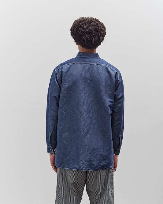 orSlow Linen Dungaree Work Shirt, Blue