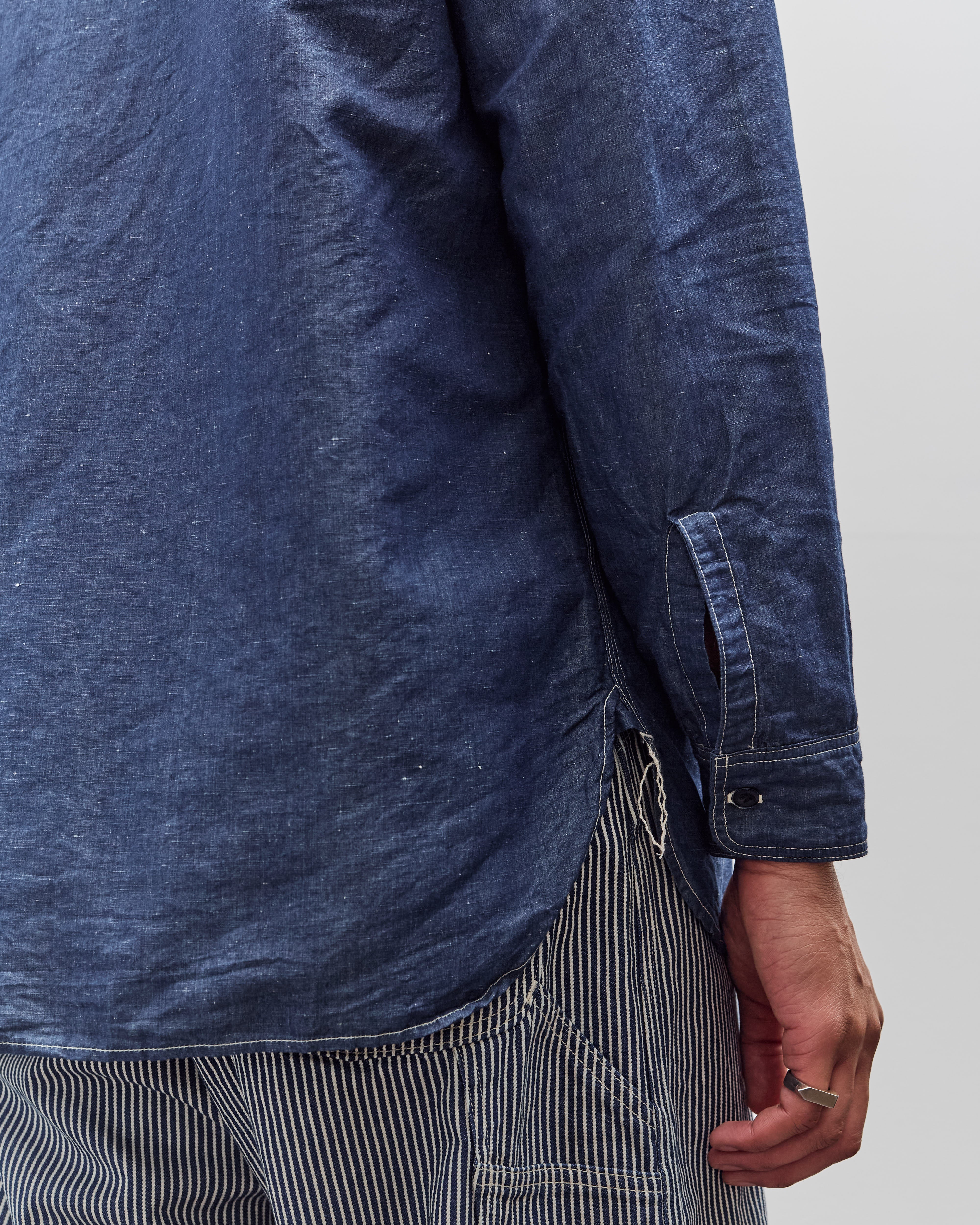 orSlow Linen Dungaree Work Shirt, Blue – Glasswing