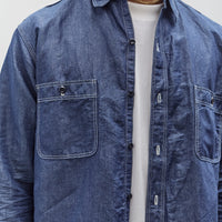 orSlow Linen Dungaree Work Shirt, Blue