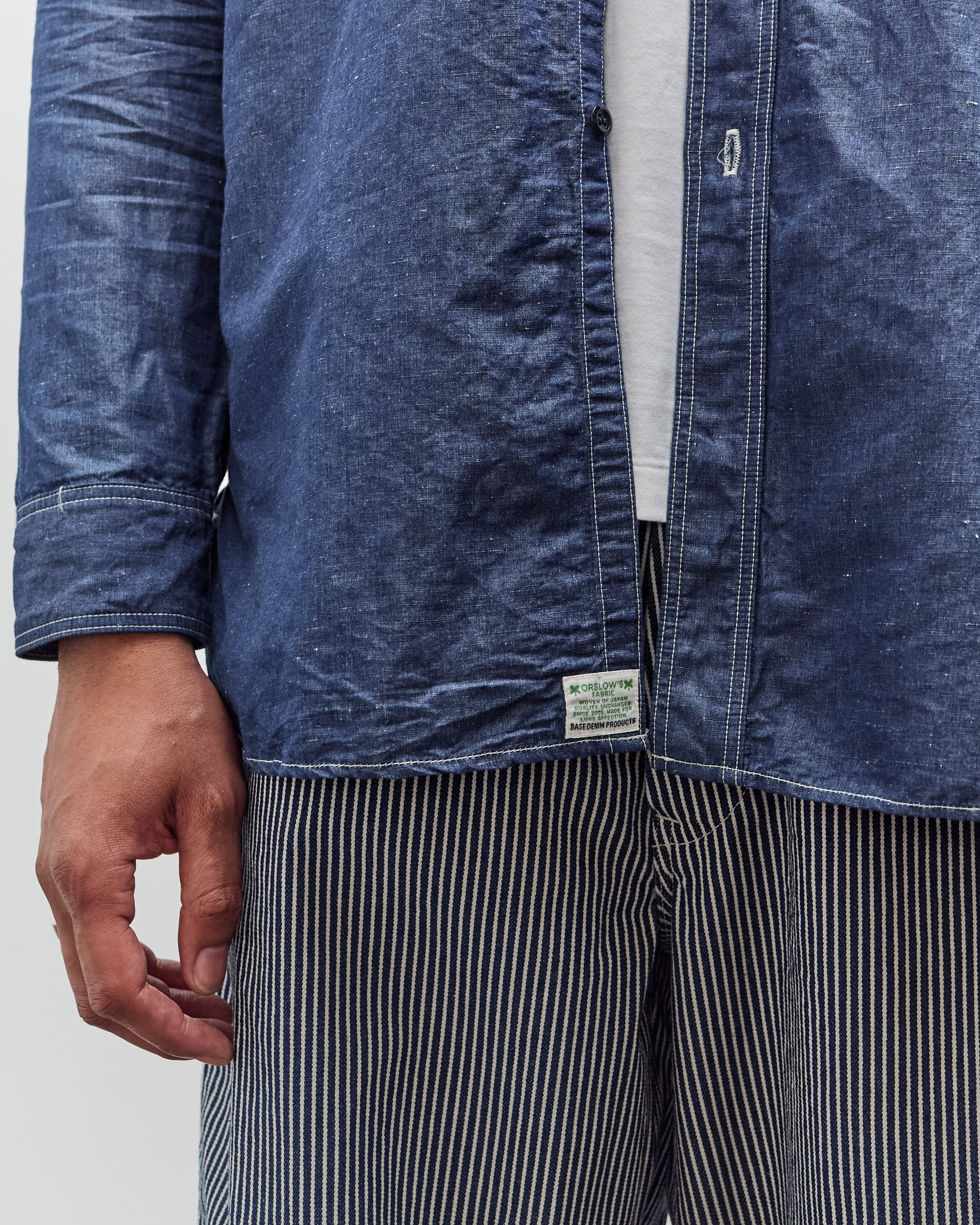 orSlow Linen Dungaree Work Shirt, Blue – Glasswing