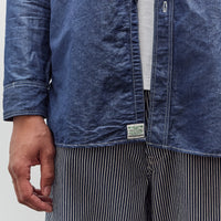orSlow Linen Dungaree Work Shirt, Blue