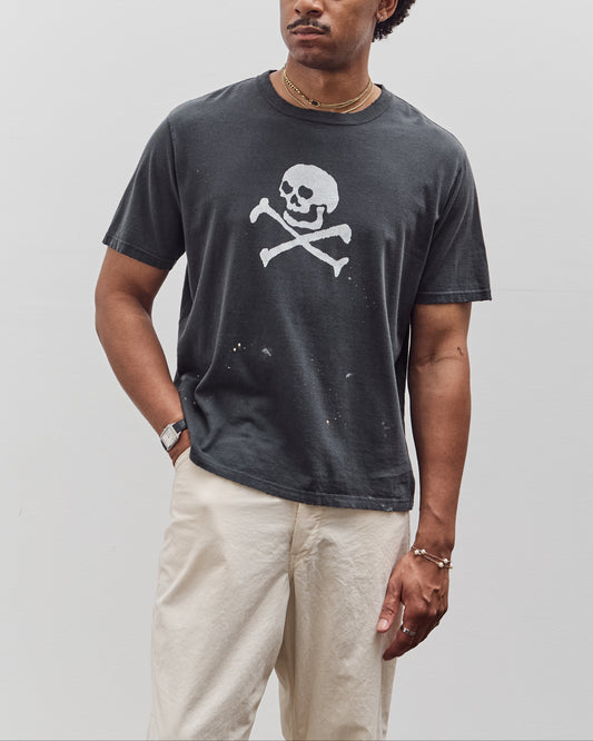 orSlow Vintage Fade Skull Print T-Shirt, Denim Used