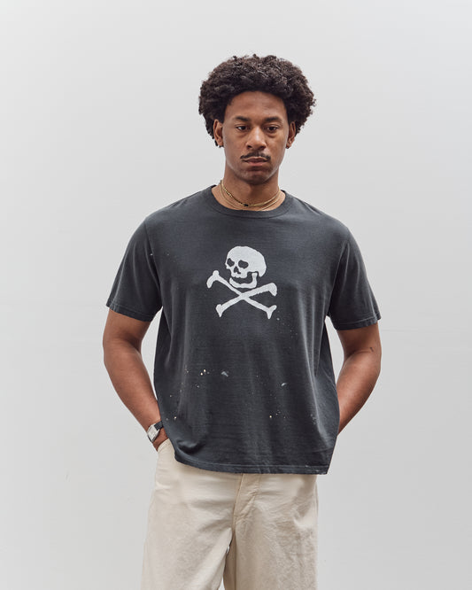 orSlow Vintage Fade Skull Print T-Shirt, Denim Used