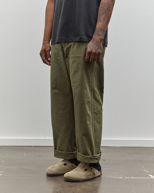 orSlow Wide Fit French Work Pant, Army Green