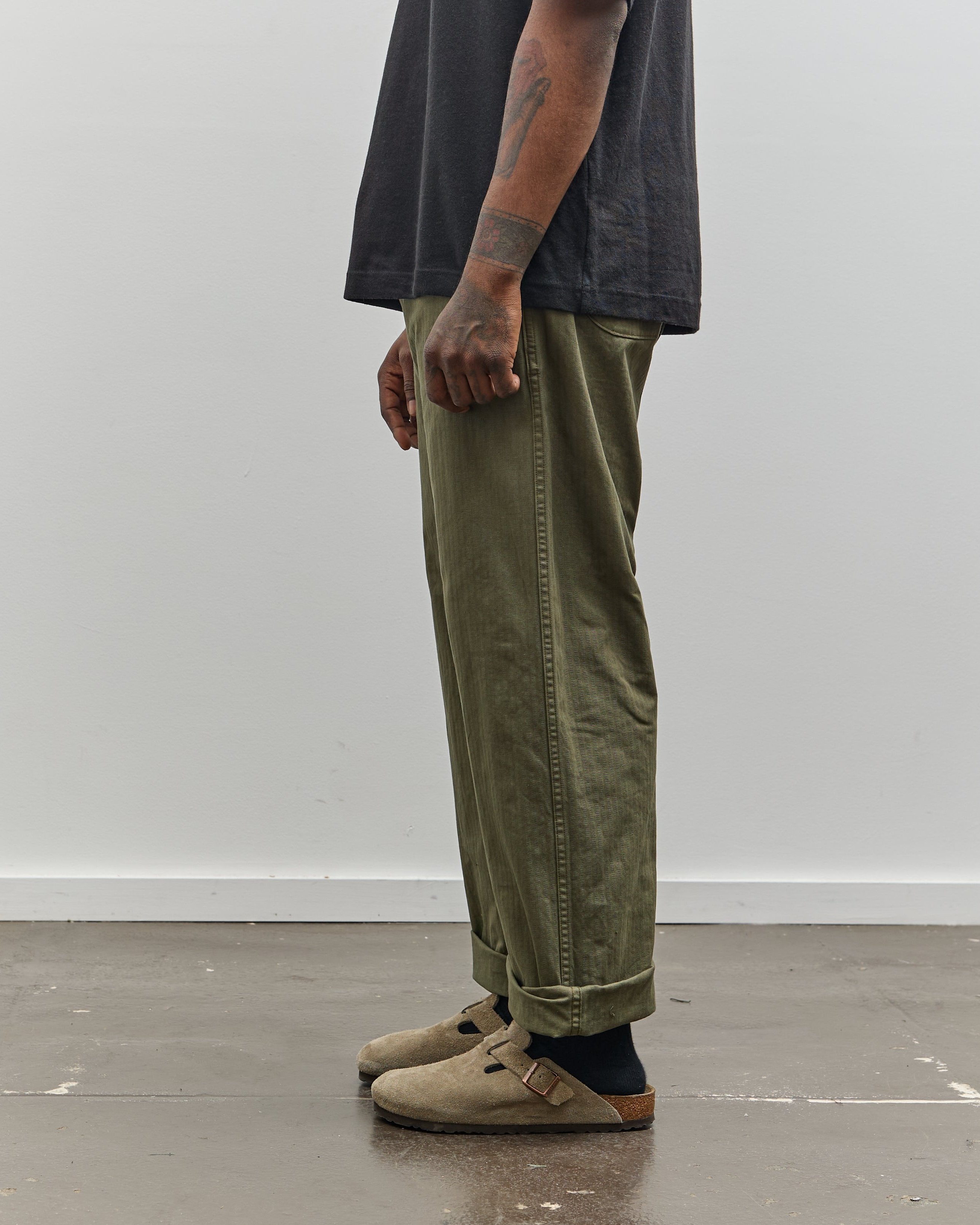 orSlow Wide Fit French Work Pant, Army Green – Glasswing