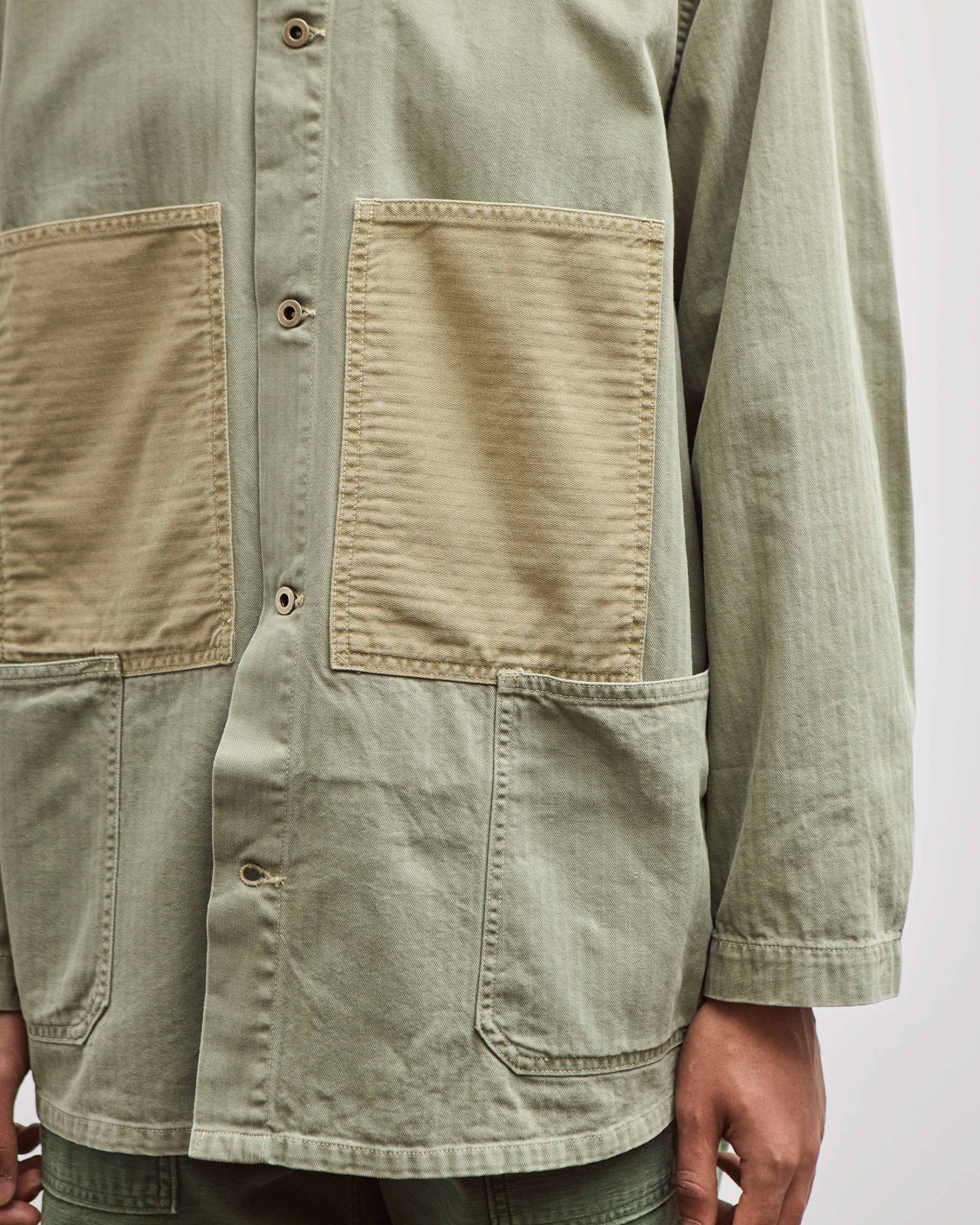 orSlow Unisex Utility Coverall, Green Herringbone – Glasswing