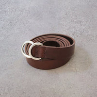 Yoko Sakamoto Slim Ring Belt, Brown with Silver