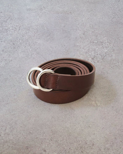 Yoko Sakamoto Slim Ring Belt, Brown with Silver