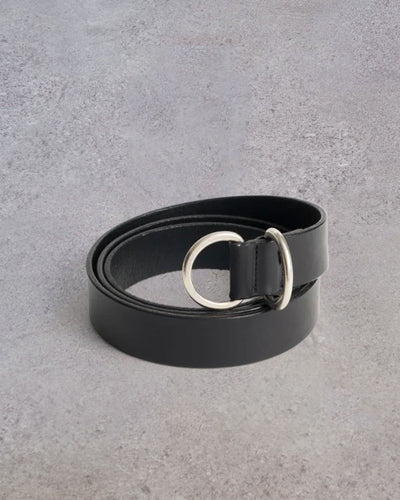 Yoko Sakamoto Slim Ring Belt, Black with Silver