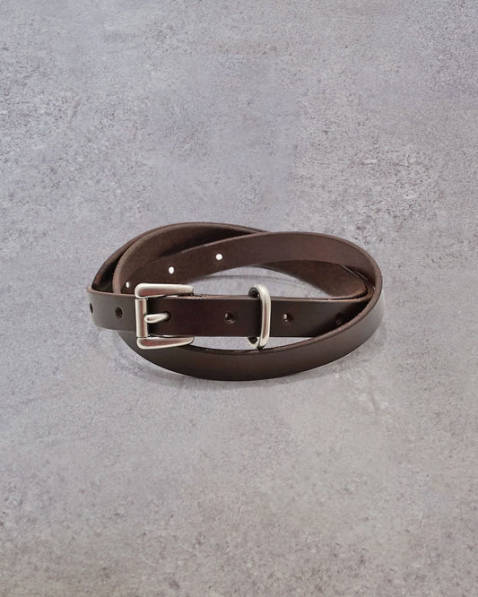 Yoko Sakamoto Standard Slim Belt, Brown with Silver