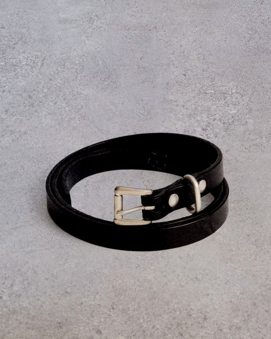 Yoko Sakamoto Standard Slim Belt, Black with Silver