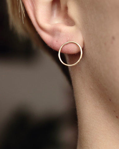 Mirta Gold Circle Earrings, Single