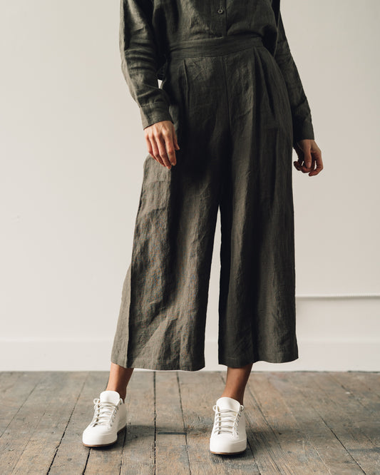 7115 Crop Wide Leg Trouser, Moss