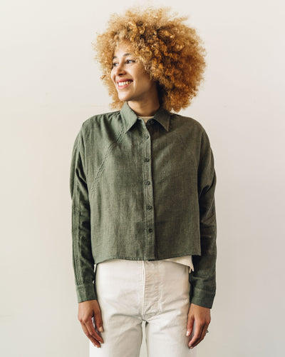 7115 3/4 Cropped Shirt, Olive