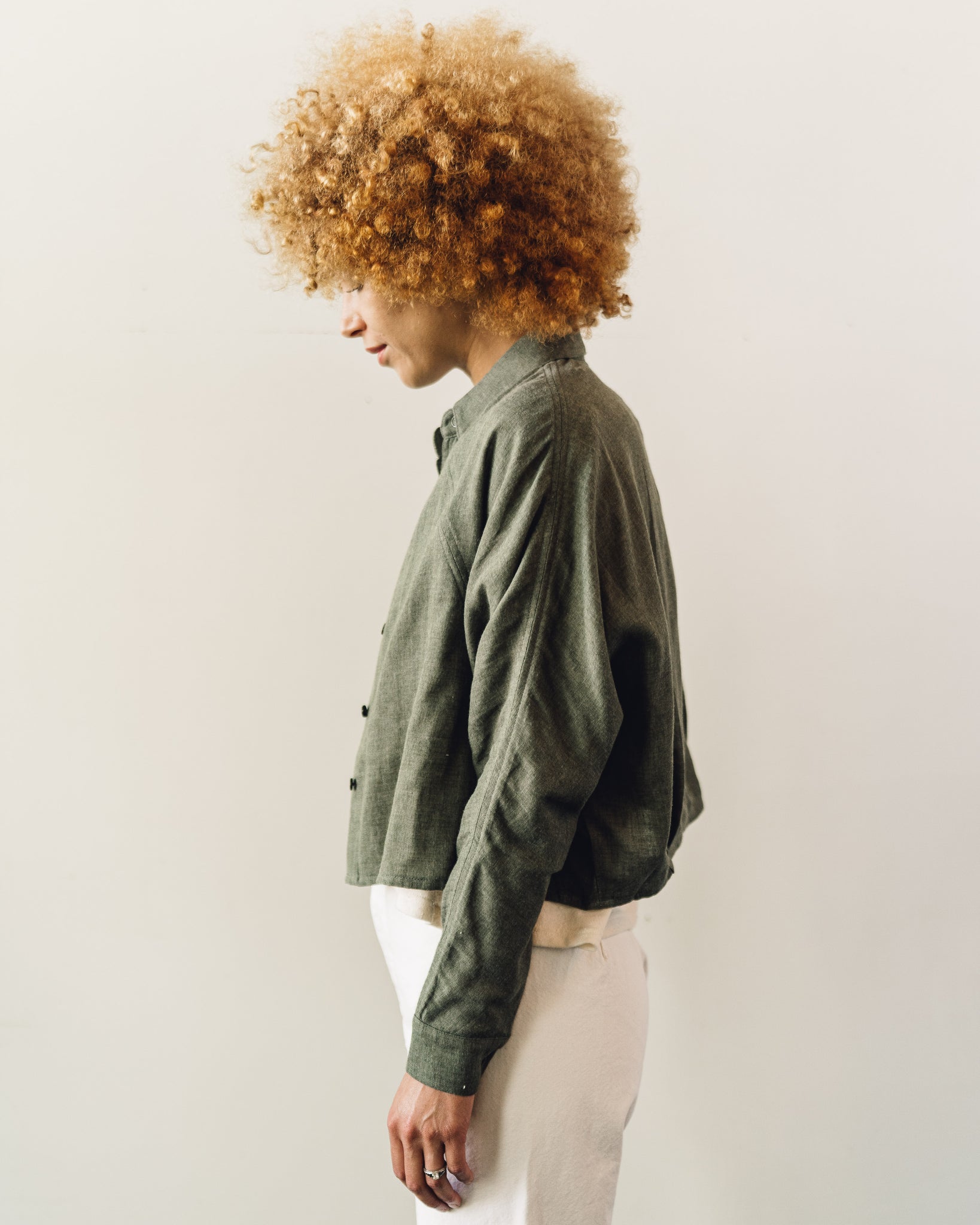 7115 3/4 Cropped Shirt, Olive