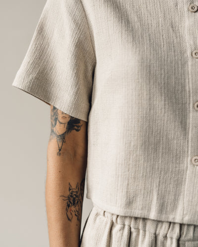 7115 Cropped Button Down, Oatmeal