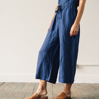 7115 Elastic Wide-Legged Trousers, Indigo