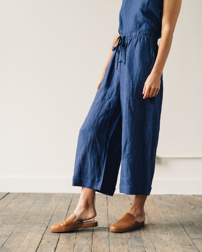 7115 Elastic Wide-Legged Trousers, Indigo