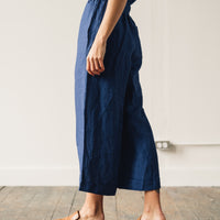 7115 Elastic Wide-Legged Trousers, Indigo