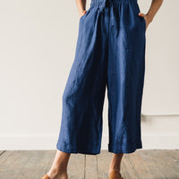 7115 Elastic Wide-Legged Trousers, Indigo