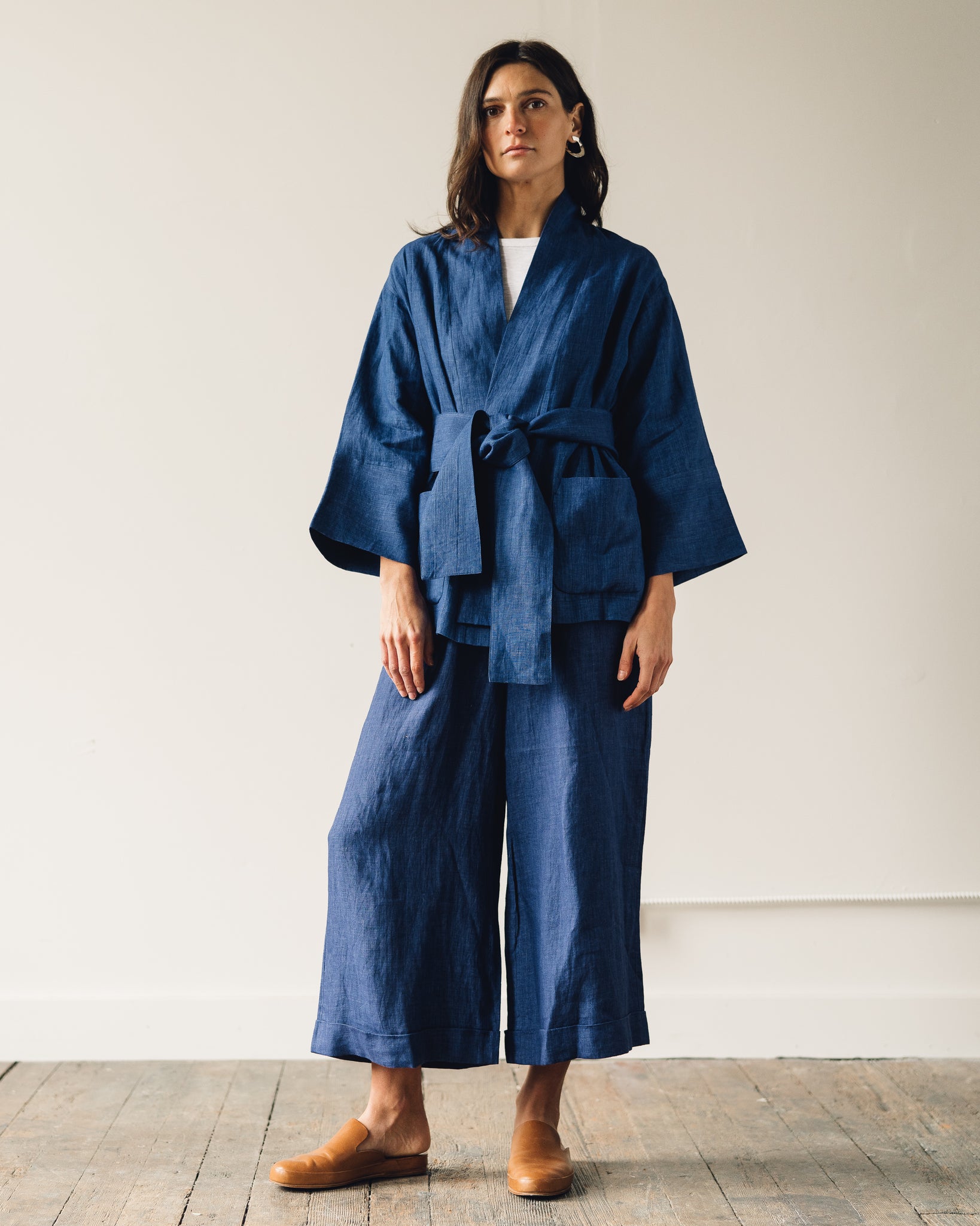 7115 Linen Kimono Jacket, Indigo