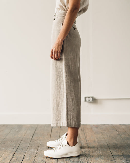 7115 Linen Wide-Legged Cropped Trouser, Sand