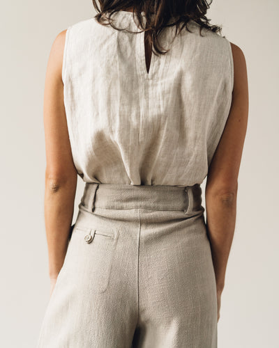 7115 Linen Wide-Legged Cropped Trouser, Sand