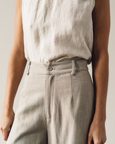 7115 Linen Wide-Legged Cropped Trouser, Sand