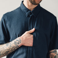 7115 Unisex Short Sleeve Side Pocket Shirt, Navy