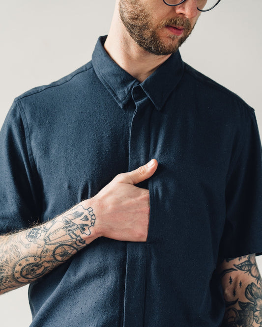 7115 Unisex Short Sleeve Side Pocket Shirt, Navy