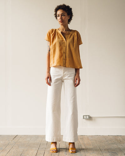 7115 Pleated Button Down, Golden Yellow