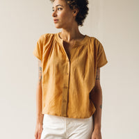7115 Pleated Button Down, Golden Yellow