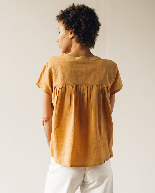 7115 Pleated Button Down, Golden Yellow