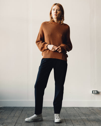 7115 Poet Sleeves Ribbed Sweater, Rust