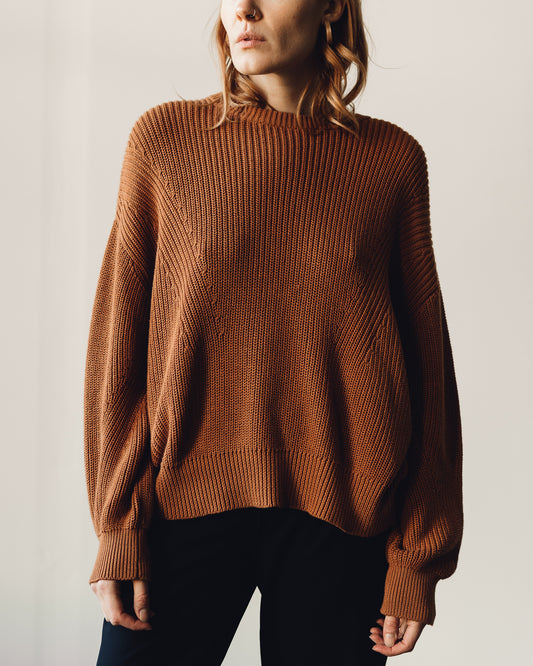 7115 Poet Sleeves Ribbed Sweater, Rust