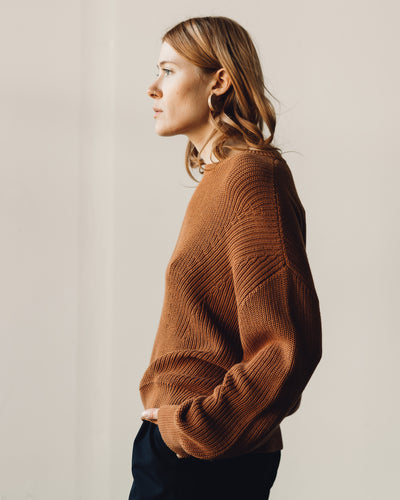 7115 Poet Sleeves Ribbed Sweater, Rust