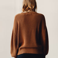 7115 Poet Sleeves Ribbed Sweater, Rust